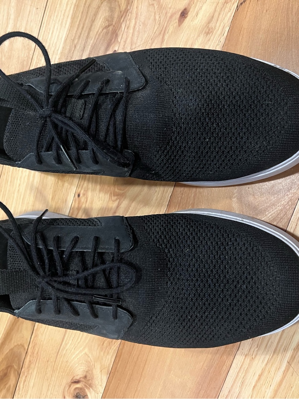 Travis Mathew Men's Black Knit Sneakers with White Sole